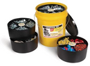 1 Five Gallon Pail, 1 Lid, and 6 Small T