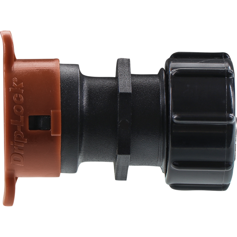 HydroRain Drip-Lock® 07498 DL-447-005 Rosca de manguera de jardín macho de 1/2 pulgada a 5/8 pulgada con tapa