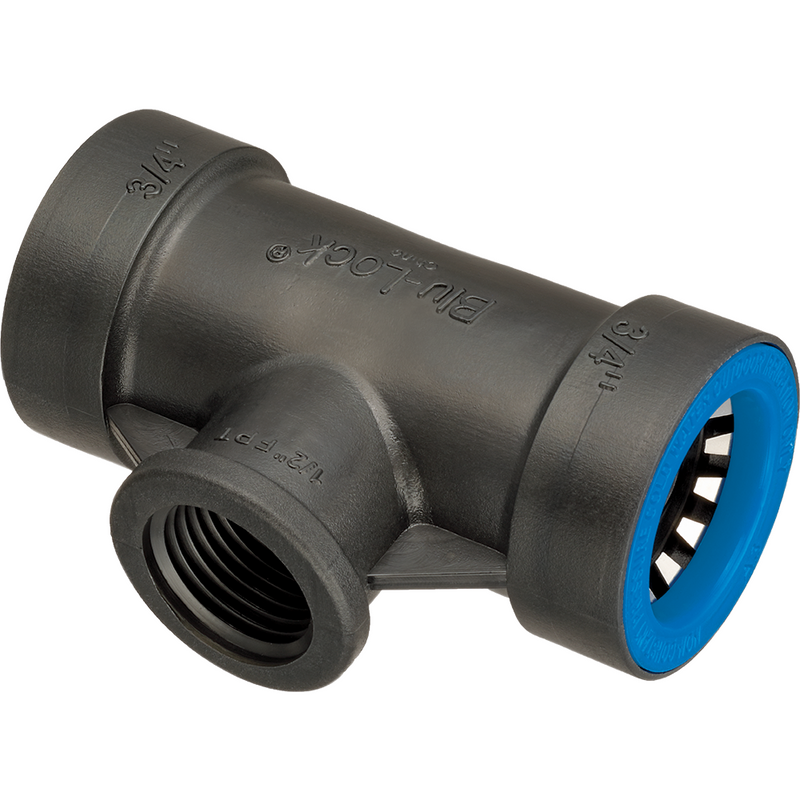HydroRain Blu-Lock® 37372 BL-402-101 Tee Blu-Lock de ¾" x FPT de ½"