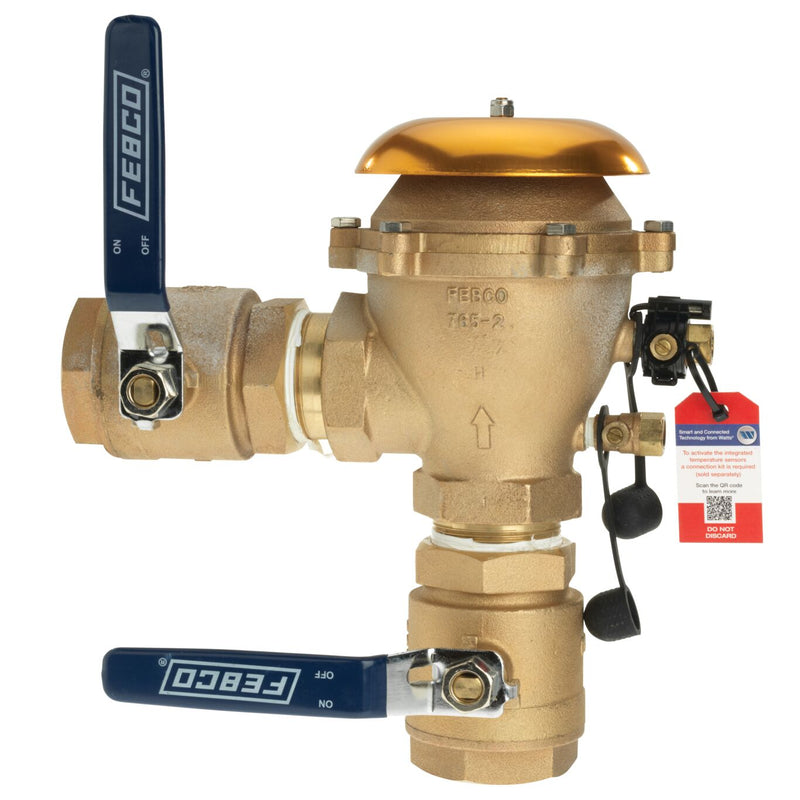 Febco 2" Bronze Pressure Vacuum Breaker Backflow Preventer, Quarter Turn Shutoffs, Freeze Sensor 765-QT-FZ PVB 2