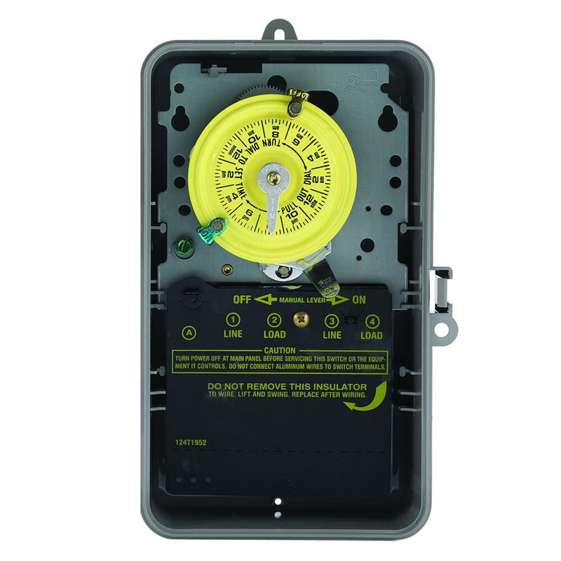 Intermatic T101PCD82 Interruptor horario mecánico de 24 horas, 120 VCA, interior/exterior