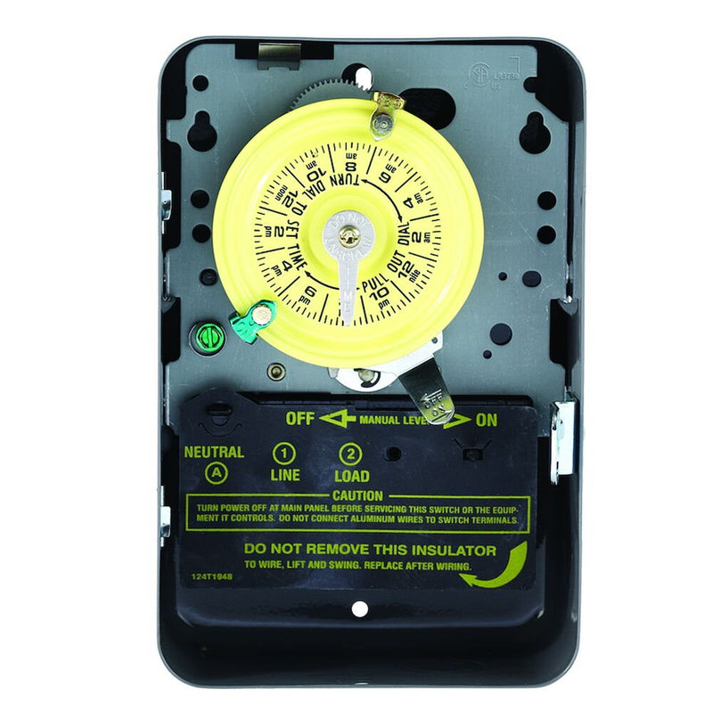 Intermatic T102 Interruptor horario mecánico de 24 horas, 208-277 VCA, caja metálica para interiores