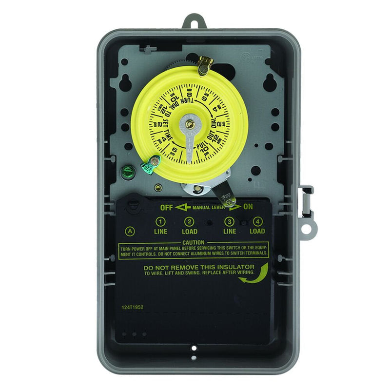 Intermatic T103PCD82 Interruptor horario mecánico de 24 horas, 120 VAC, DPST, interior/exterior