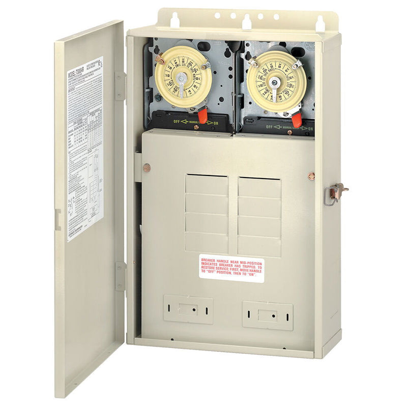 Centro de carga Intermatic T30404R 100 A con dos mecanismos T104M, espacios de 8 disyuntores