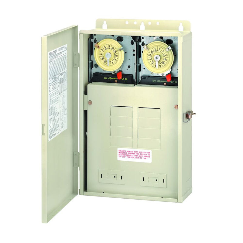Centro de carga Intermatic T30604R 100 A con mecanismos T106M y T104M, espacios de 8 disyuntores