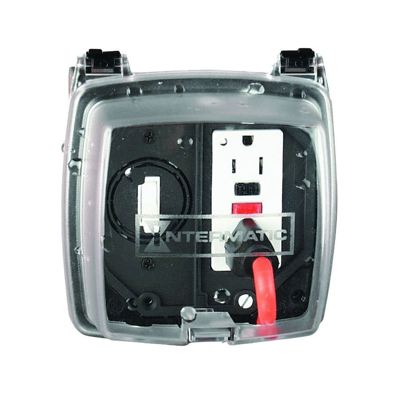 Intermatic - WP1220C - Plastic In-Use Weatherproof Cover, Double-Gang, Vrt, 2.25" Clear