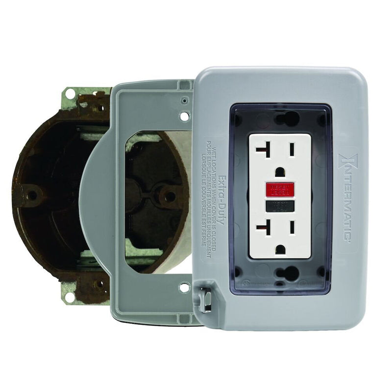 Intermatic - WP7003G - Low-Profile Extra-Duty Plastic In-Use Weatherproof Cover, Single-Gang, Vrt/Hrz, Clear, 3/0 Adapter Plate