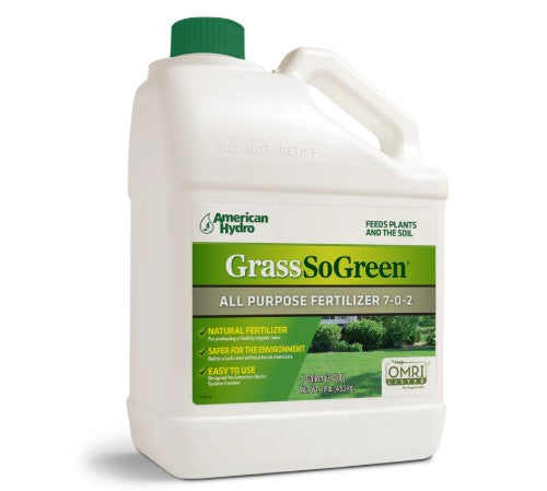 American Hydro 2602 GrassSoGreen Organic  Fertilizer 7-0-2, OMRI Listed for Organic Use 1 gal.