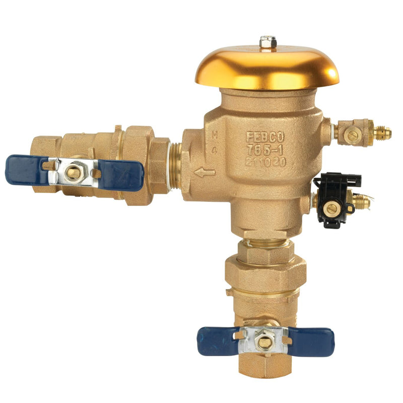 Febco U765-QT-FZ PVB 1 1 IN Bronze Pressure Vacuum Breaker Backflow Preventer, Quarter Turn Shutoffs, Unions