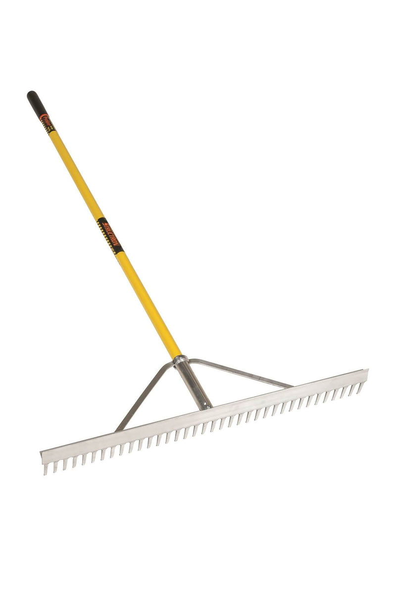 Structron 12100 (LR24) 24" Head Landscape Rake, 66" Yellow Fiberglass Handle, Cushion Grip