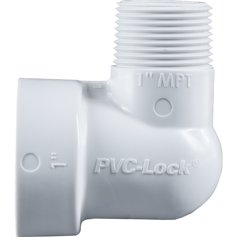Hydro-Rain PVC-Lock® 08679 PVCL-410-010 Bloqueo de PVC de 1" x codo MPT de 1"