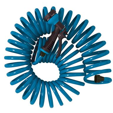 Orbit 27436 50 Foot Blue Coil Hose with ABS threads and 8 Pattern Nozzle