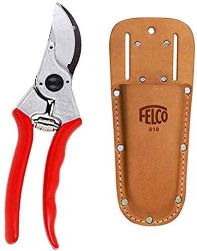 FELCO F2 - Tijeras de podar profesionales con clip de cuero o funda para cinturón 