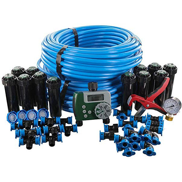 Orbit 50021 TWO ZONE, IN-GROUND SPRINKLER SYSTEM WITH BLU-LOCK TUBING SYSTEM AND DIGITAL, HOSE FAUCET TIMER