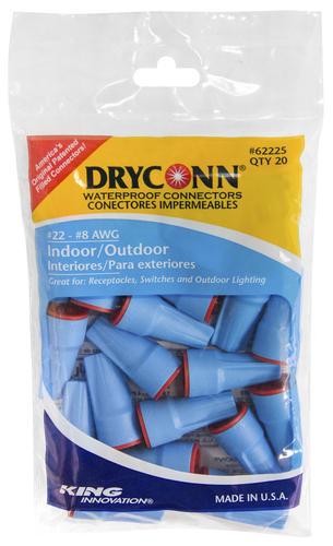King Innovation 62225 DryConn Outdoor Electrical Wire Connector 20/Bag, Aqua/Red