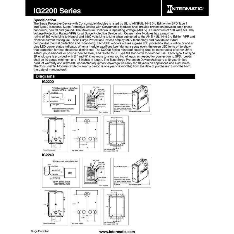 Intermatic - IG2240-IMSK -  Smart Guard Whole Home Surge Protector