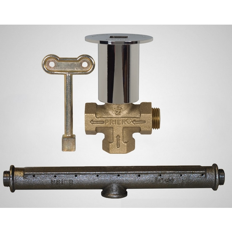 Kit de encendedor de troncos Prier con válvula C-64 y escudo cromado - C-70CP 