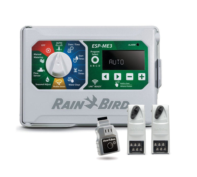 Rain Bird ESP4ME3 Controlador de aspersor listo para Wi-Fi para interiores/exteriores de 4 estaciones con capacidad para 22 zonas (incluido con LNKWIFI y (2) módulos ESPSM6) 