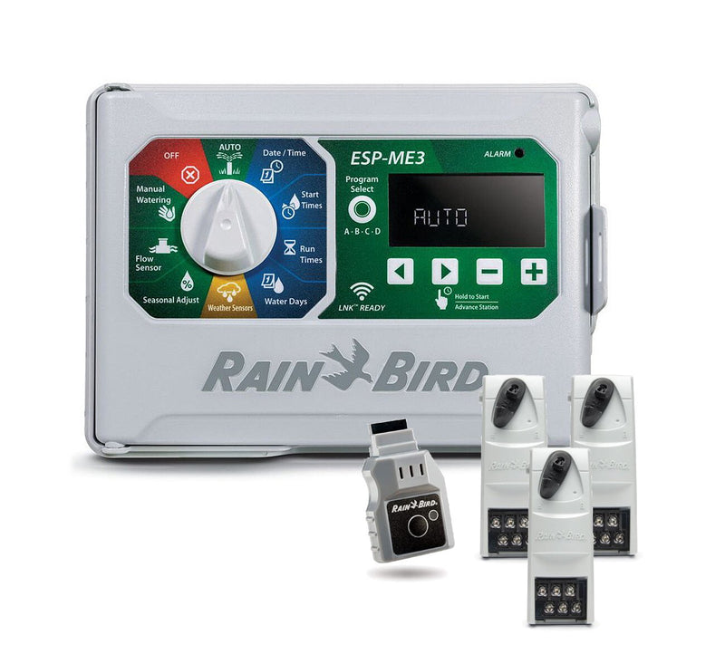 Rain Bird ESP4ME3 Controlador de aspersor listo para Wi-Fi para interiores/exteriores de 4 estaciones con capacidad para 22 zonas (incluido con LNKWIFI y (3) módulos ESPSM6)