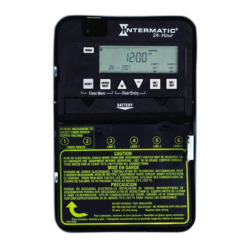 Intermatic ET1125C Control electrónico de 2 circuitos las 24 horas, 120-277 VCA
