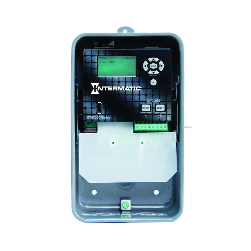 Intermatic ET90215CR Control electrónico astronómico de 2 circuitos de 365 días, 120-277 VCA