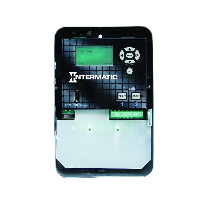 Intermatic ET90215C Control electrónico astronómico de 2 circuitos de 365 días, 120-277 VCA,