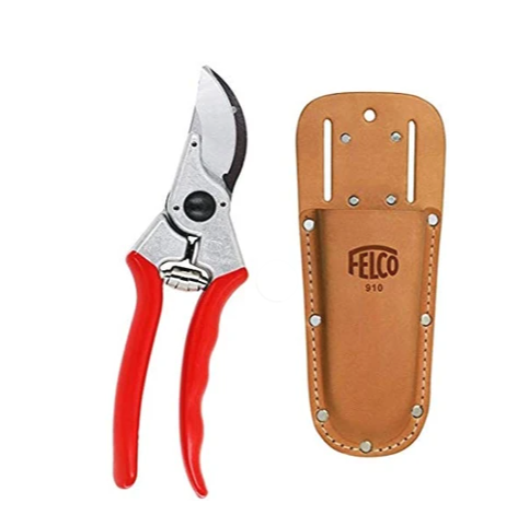 FELCO F2 - Tijeras de podar profesionales con clip de cuero o funda para cinturón 