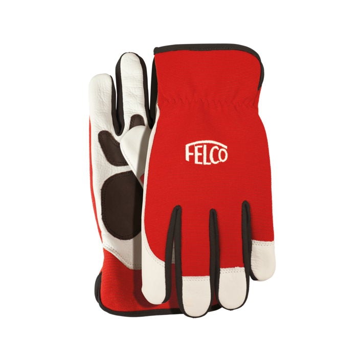 Felco F702S Workwear gloves, red & white, made in cow leather, size Small