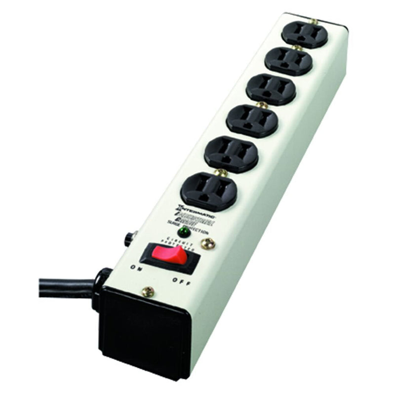 Intermatic IG112663 Dispositivo de protección contra sobretensiones, tira de punto de uso, blanco, 3 modos, 6 salidas, 125 VAC