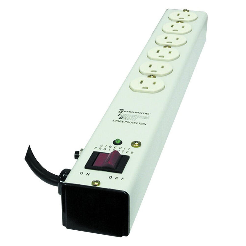 Intermatic IG206153 Dispositivo de protección contra sobretensiones, tira de punto de uso, blanco, 3 modos, 6 salidas, 125 VAC