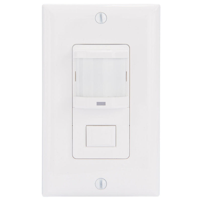 Intermatic IOS-DPBIMF-WH  Residential In-Wall Push Button PIR Occupancy Sensor, No Neutral Required, White