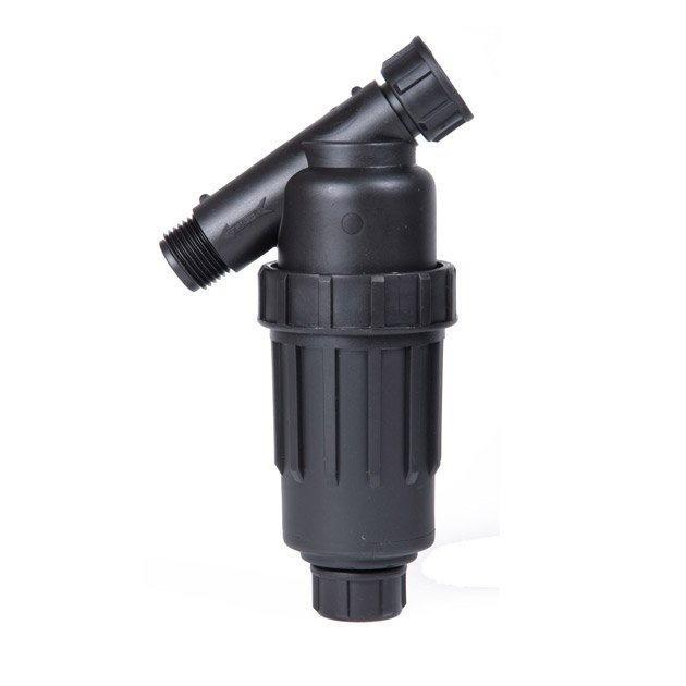 DIG Irrigation P14-155 Filtro de malla de plástico FHT de 3/4 ″ con malla de acero inoxidable y tapa de descarga, malla 155