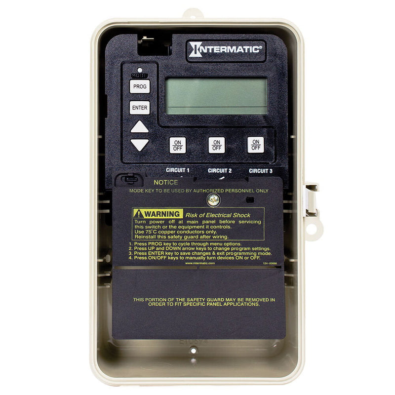 Intermatic PE153PF  24-Hour Electronic Time Control, 3-Circuit, Freeze Protection Probe, Type 3R Plastic Enclosure