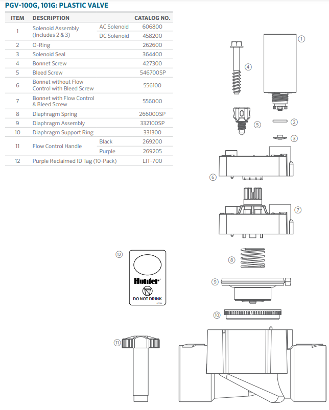 Hunter Industries - PGV101GS Válvula de globo residencial y comercial ligera de 1 pulgada, deslizante x deslizante