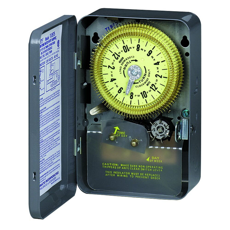 Intermatic T1975E 24-Hour Mechanical Time Switch with Skip-a-Day, 480 VAC, 60Hz, SPDT, Indoor Metal Enclosure, 15 Minute Interval