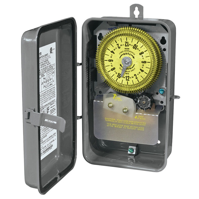 Intermatic T1975R Interruptor horario mecánico de 24 horas con salto de día, 125 VCA, intervalo de 15 minutos