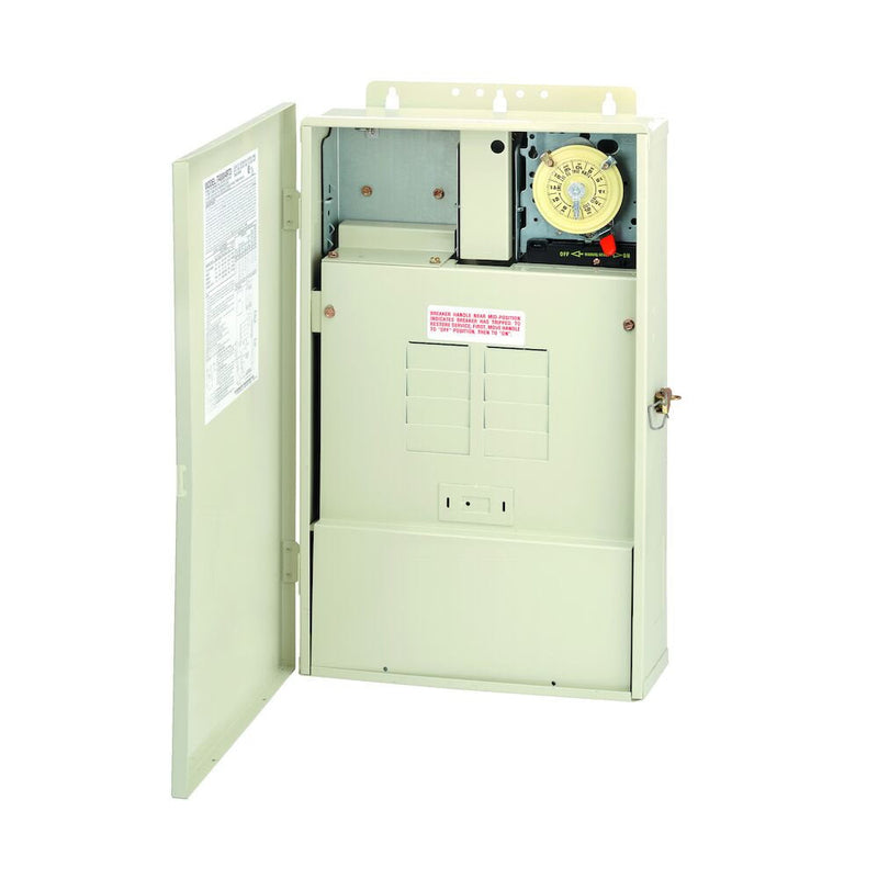 Intermatic T40003RT3 Centro de carga de 100 A con transformador de 300 W y mecanismo T103M, espacios de 8 disyuntores