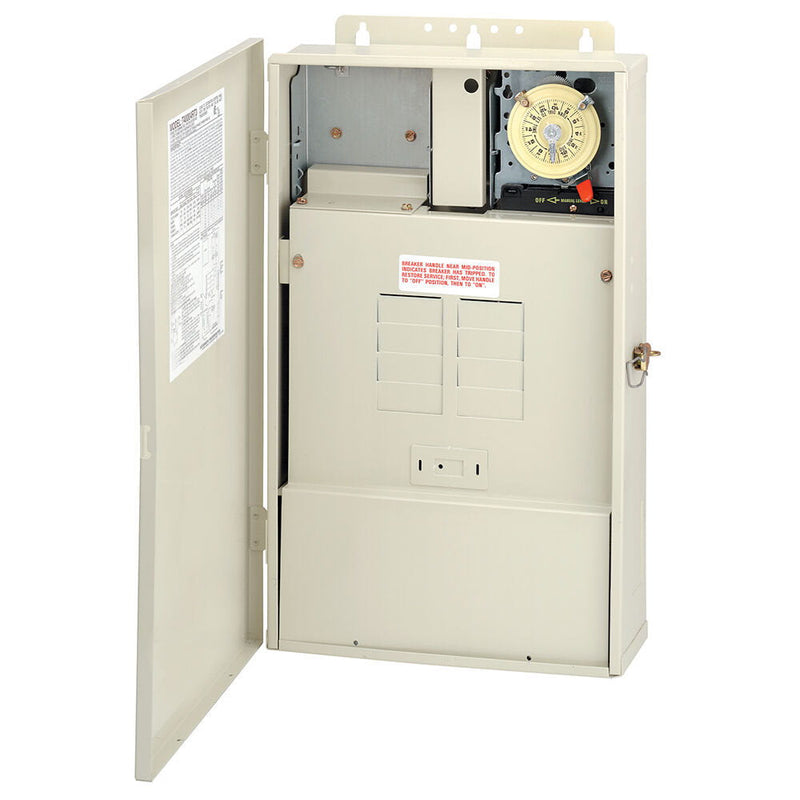 Intermatic T40004RT1 100 A Load Center with 100 W Transformer and T104M Mechanism, 8-Breaker Spaces