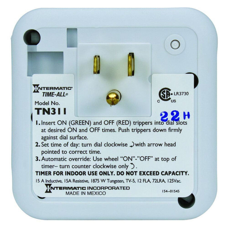 Intermatic - TN311 - Heavy-Duty 24-Hour Indoor Mechanical Plug-In Timer