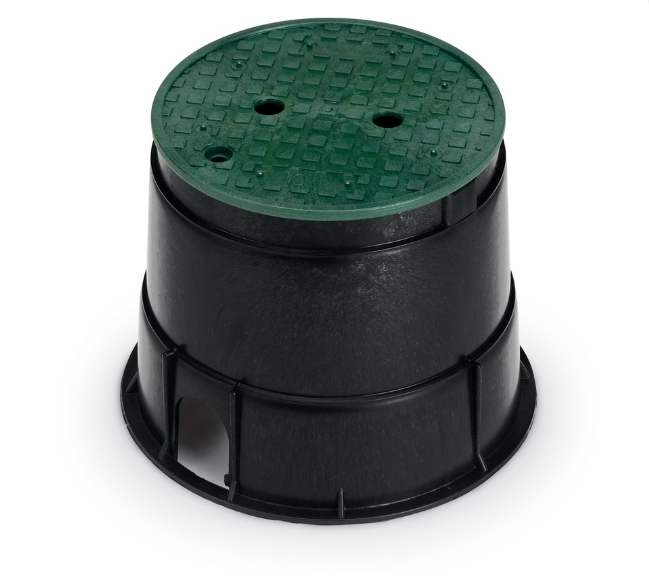 Rain Bird - PVB6RND Caja de válvulas PVB redonda de 6" - Cuerpo negro y tapa verde superpuesta