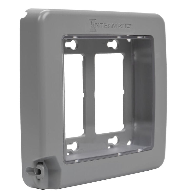 Intermatic WP6200G Low-Profile Plastic In-Use Weatherproof Cover, Double-Gang, Vrt, Gray