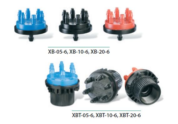 Rain Bird - Multi-Outlet Xeri-Bug - 6 Outlets, FPT Inlet, 0.5 GPH, Blue