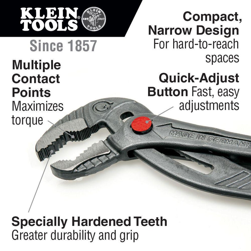 Klein Tools D504-10B Quick-Adjust Klaw™ Pump Pliers, 10-Inch