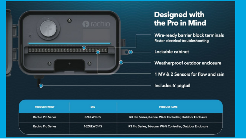 Rachio R3 PRO SERIES 8 ZONE WIFI CONTROLLER  WITH OUTDOOR ENCLOSURE